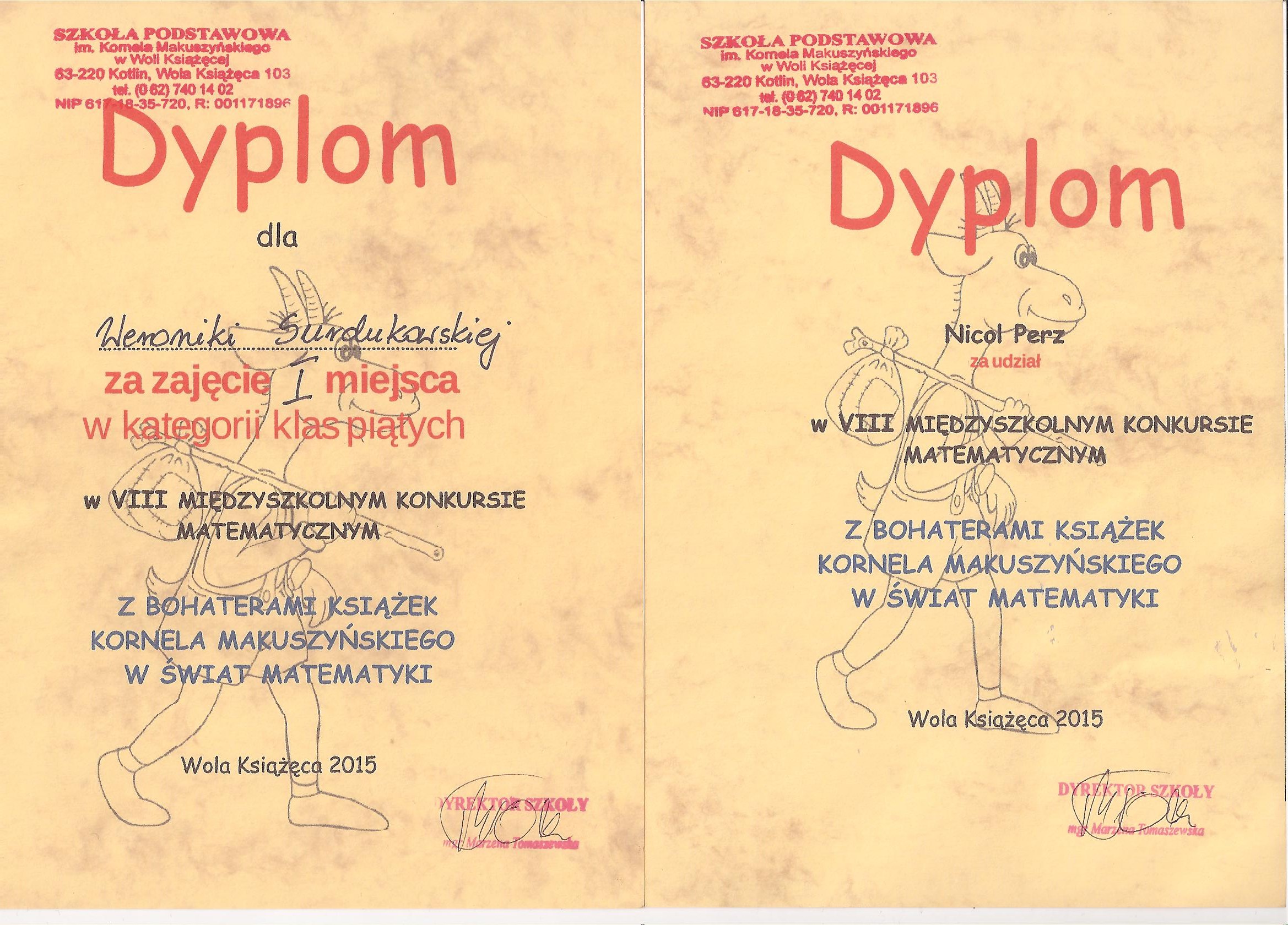 VIII Mi�dzyszkolny Konkurs Matematyczny