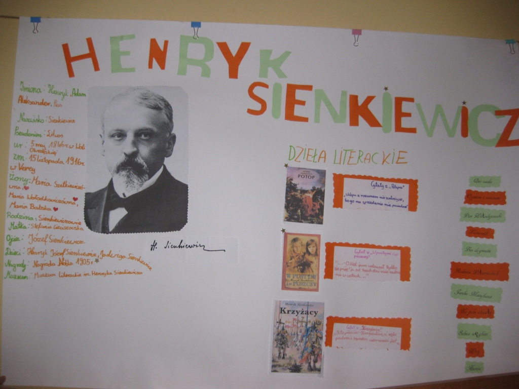 Szkolny konkurs plastyczny o �yciu i tw�rczo�ci Henryka Sienkiewicza
